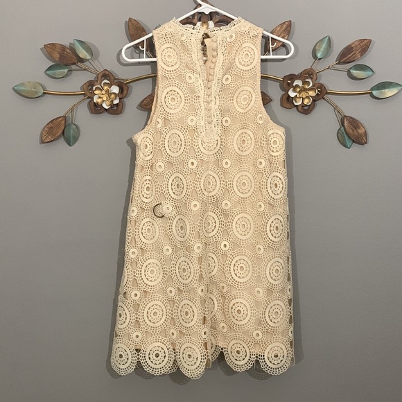 Free People Selma Ivory Crochet Sleeveless Dress Size 10 - Picture 5 of 8